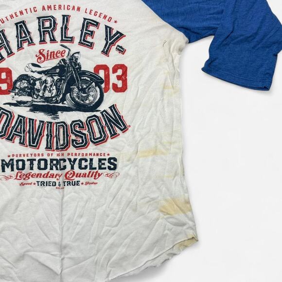 Harley-Davidson Raglan 3/4 Sleeve Graphic Tee Men’s Size L USA - Picture 5 of 6